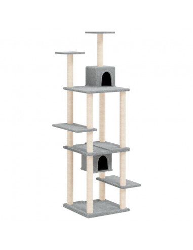Albero per Gatti con Tiragraffi in Sisal Grigio Chiaro 176 cm