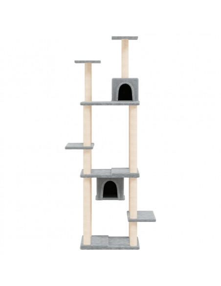 Albero per Gatti con Tiragraffi in Sisal Grigio Chiaro 176 cm