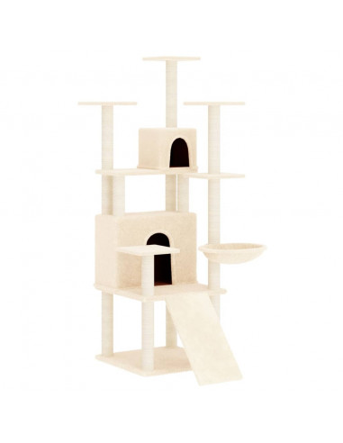 Albero per Gatti con Tiragraffi in Sisal Crema 154 cm