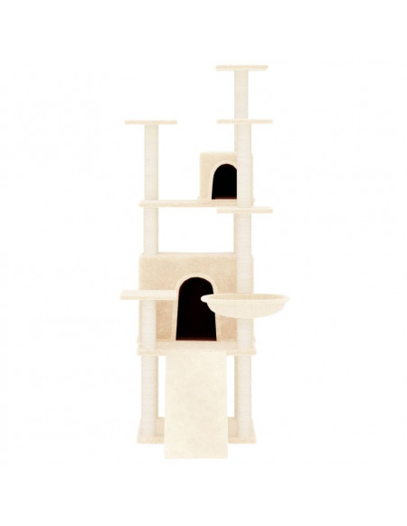 Albero per Gatti con Tiragraffi in Sisal Crema 154 cm