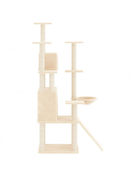 Albero per Gatti con Tiragraffi in Sisal Crema 154 cm