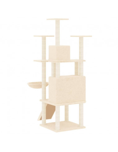 Albero per Gatti con Tiragraffi in Sisal Crema 154 cm