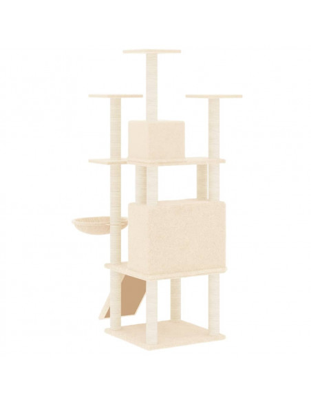 Albero per Gatti con Tiragraffi in Sisal Crema 154 cm