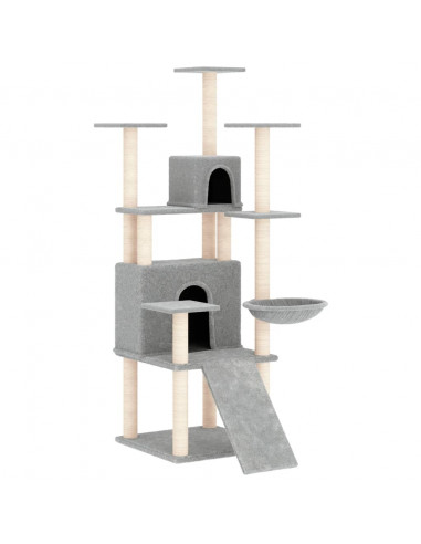 Albero per Gatti con Tiragraffi in Sisal Grigio Chiaro 154 cm