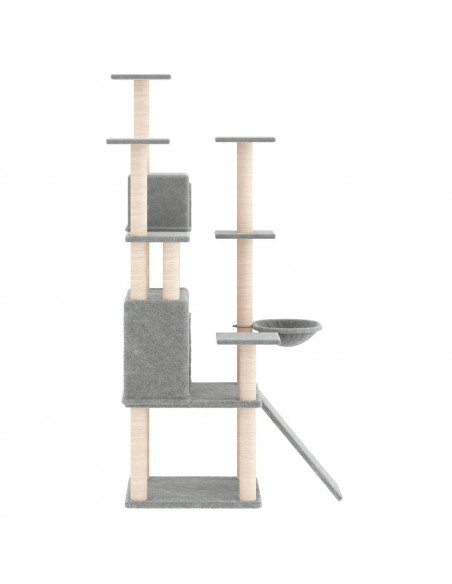 Albero per Gatti con Tiragraffi in Sisal Grigio Chiaro 154 cm