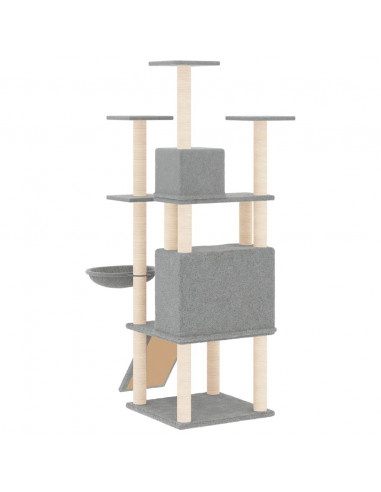 Albero per Gatti con Tiragraffi in Sisal Grigio Chiaro 154 cm