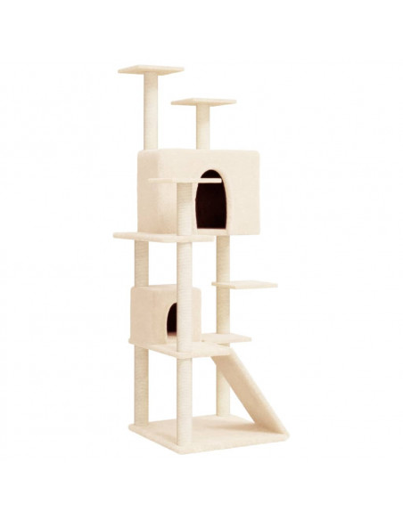 Albero per Gatti con Tiragraffi in Sisal Crema 153 cm