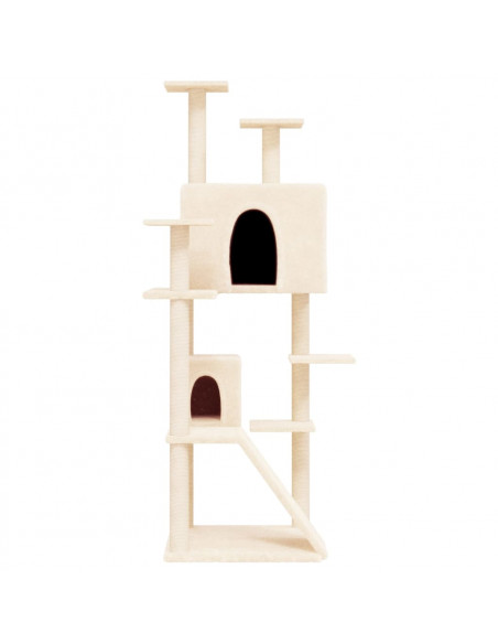 Albero per Gatti con Tiragraffi in Sisal Crema 153 cm