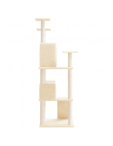 Albero per Gatti con Tiragraffi in Sisal Crema 153 cm