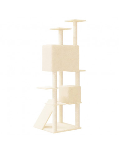 Albero per Gatti con Tiragraffi in Sisal Crema 153 cm