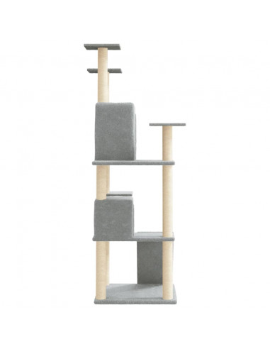 Albero per Gatti con Tiragraffi in Sisal Grigio Chiaro 153 cm