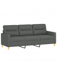 Set di Divani 3 pz con Cuscini Grigio Scuro in Tessuto