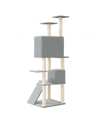 Albero per Gatti con Tiragraffi in Sisal Grigio Chiaro 153 cm