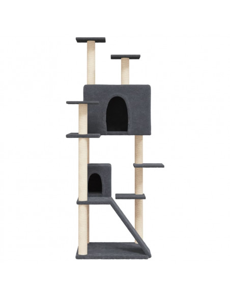 Albero per Gatti con Tiragraffi in Sisal Grigio Scuro 153 cm