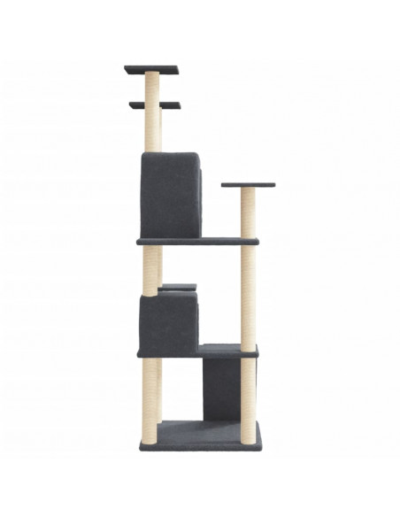 Albero per Gatti con Tiragraffi in Sisal Grigio Scuro 153 cm