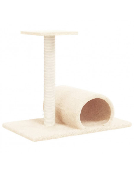 Palo Tiragraffi per Gatti con Tunnel Crema 60x34,5x50 cm