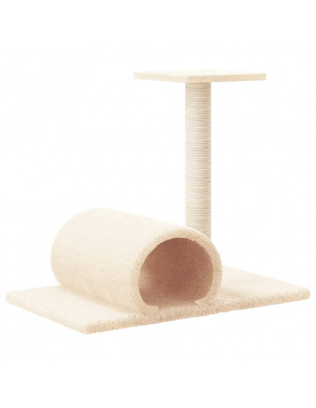 Palo Tiragraffi per Gatti con Tunnel Crema 60x34,5x50 cm