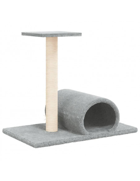 Palo Tiragraffi per Gatti con Tunnel Grigio Chiaro 60x34,5x50cm