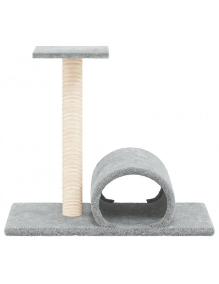 Palo Tiragraffi per Gatti con Tunnel Grigio Chiaro 60x34,5x50cm