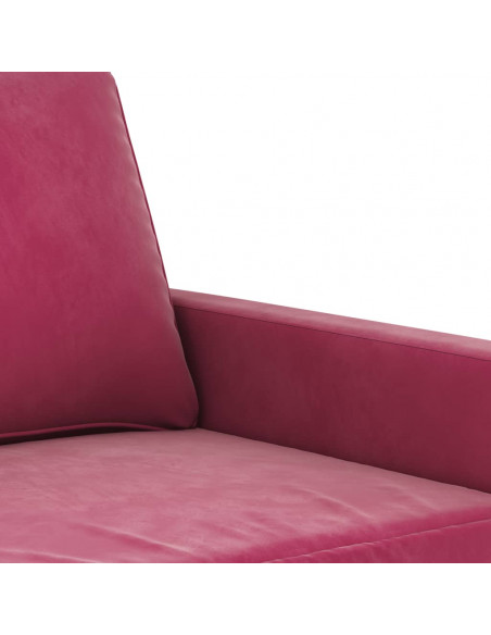 Set di Divani 3 pz con Cuscini Rosso Vino in Velluto