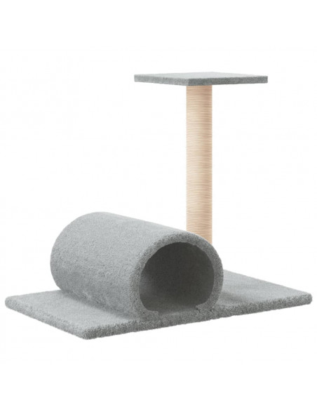 Palo Tiragraffi per Gatti con Tunnel Grigio Chiaro 60x34,5x50cm