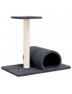 Palo Tiragraffi per Gatti con Tunnel Grigio Scuro 60x34,5x50cm 2