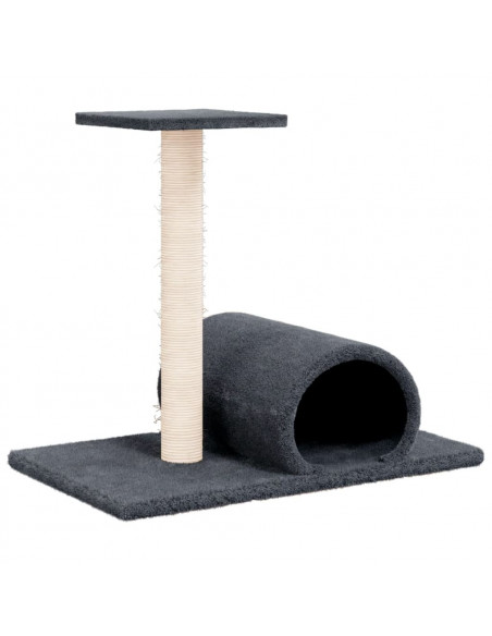 Palo Tiragraffi per Gatti con Tunnel Grigio Scuro 60x34,5x50cm