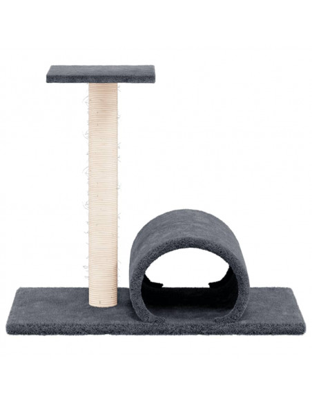 Palo Tiragraffi per Gatti con Tunnel Grigio Scuro 60x34,5x50cm