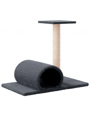 Palo Tiragraffi per Gatti con Tunnel Grigio Scuro 60x34,5x50cm