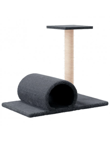 Palo Tiragraffi per Gatti con Tunnel Grigio Scuro 60x34,5x50cm