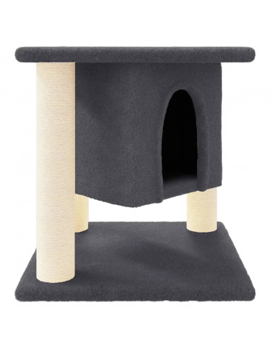 Albero per Gatti con Tiragraffi in Sisal Grigio Scuro 37 cm