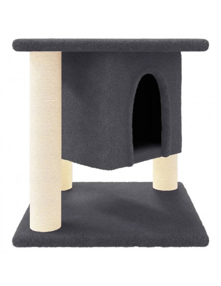 Albero per Gatti con Tiragraffi in Sisal Grigio Scuro 37 cm