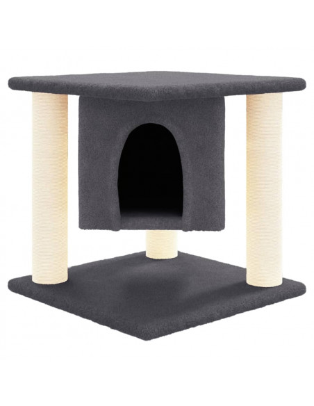 Albero per Gatti con Tiragraffi in Sisal Grigio Scuro 37 cm