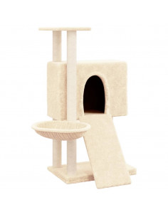 Albero per Gatti con Tiragraffi in Sisal Crema 96 cm 2