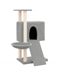 Albero per Gatti con Tiragraffi in Sisal Grigio Chiaro 96 cm 2
