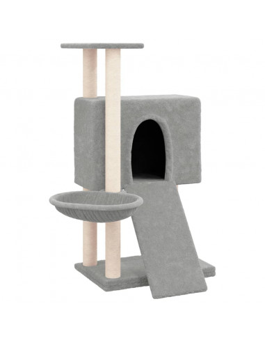 Albero per Gatti con Tiragraffi in Sisal Grigio Chiaro 96 cm