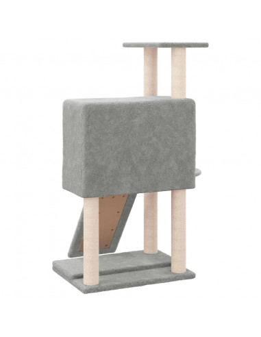 Albero per Gatti con Tiragraffi in Sisal Grigio Chiaro 96 cm