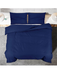 Set Copripiumino Blu Marino 260x220 cm in Microfibra Leggera