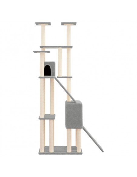 Albero per Gatti con Tiragraffi in Sisal Grigio Chiaro 190 cm