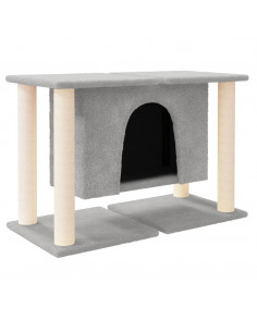 Albero per Gatti con Tiragraffi in Sisal Grigio Chiaro 50 cm 2