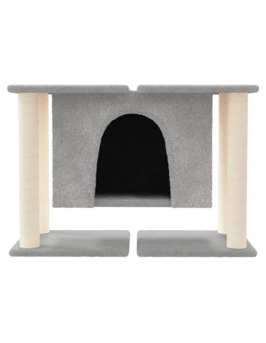 Albero per Gatti con Tiragraffi in Sisal Grigio Chiaro 50 cm