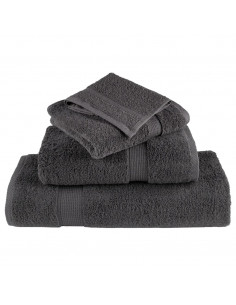 Set Asciugamani 12 pz Antracite 600 gsm 100% Cotone