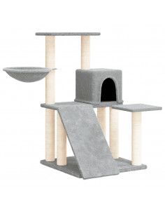 Albero per Gatti con Tiragraffi in Sisal Grigio Chiaro 82 cm 2