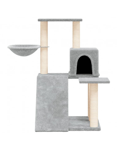 Albero per Gatti con Tiragraffi in Sisal Grigio Chiaro 82 cm
