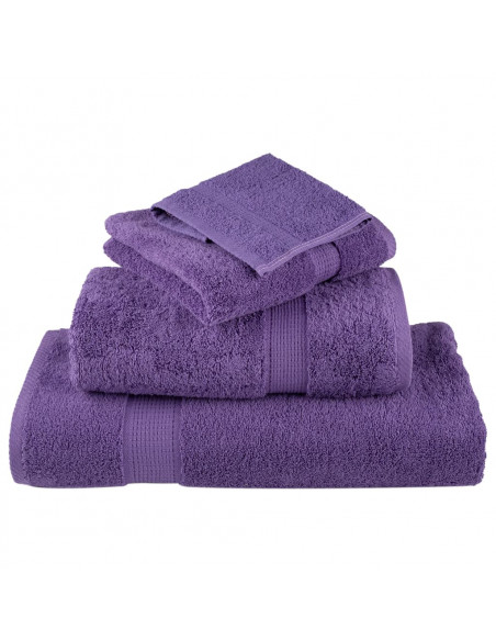 Set Asciugamani 6 pz Viola 600 gsm 100% Cotone