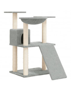 Albero per Gatti con Tiragraffi in Sisal Grigio Chiaro 83 cm 2