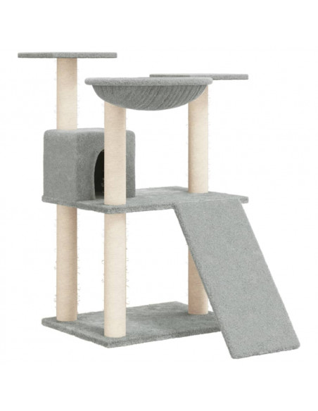 Albero per Gatti con Tiragraffi in Sisal Grigio Chiaro 83 cm
