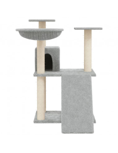 Albero per Gatti con Tiragraffi in Sisal Grigio Chiaro 83 cm