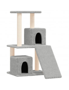 Albero per Gatti con Tiragraffi in Sisal Grigio Chiaro 82 cm 2