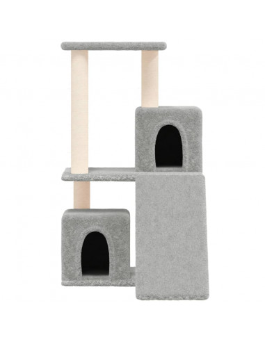Albero per Gatti con Tiragraffi in Sisal Grigio Chiaro 82 cm